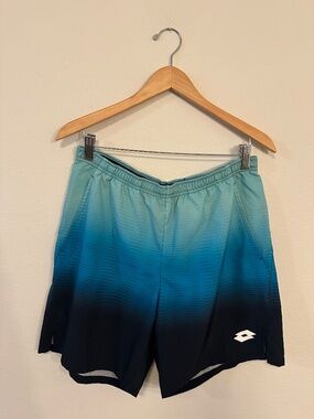 Lotto Top Ten Blue Atoll Navy Gradient Tennis Shorts Men's L